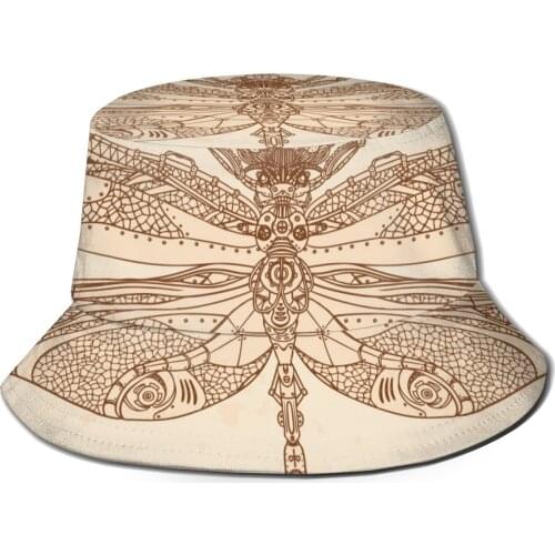 Animal Steampunk Dragonfly Unisex Casual Sun Hat Bucket Hat for Men Women Bob Hip Hop Caps Summer Fisherman Hat Panama