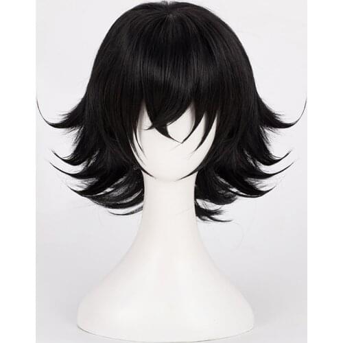 Anime High-Rise Invasion Cosplay Tenkuu Shinpan Wigs Sniper Mask Black Heat Resistant Synthetic Hair Cosplay Wig + Wig Cap
