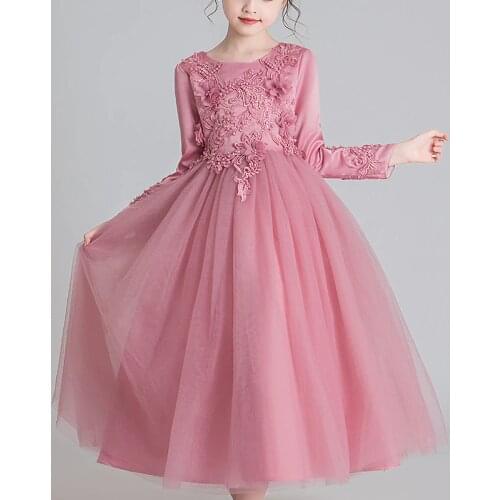 Dresses For Girls 3-14 Spring Wedding Party Frock Flower Mesh Gown Holiday Princess Childrens Tutu Dress