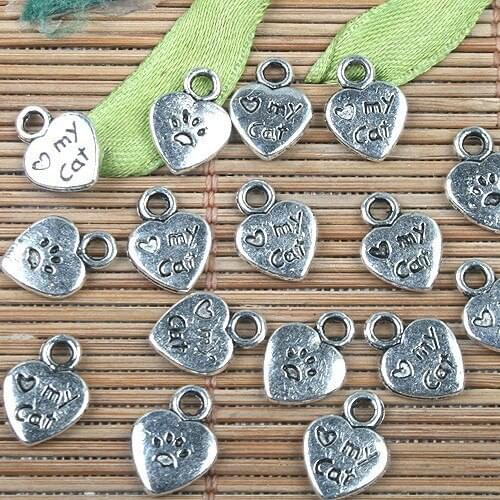 Alloy metal Tibetan Silver color cat footprint design charms 40pcs EF0140