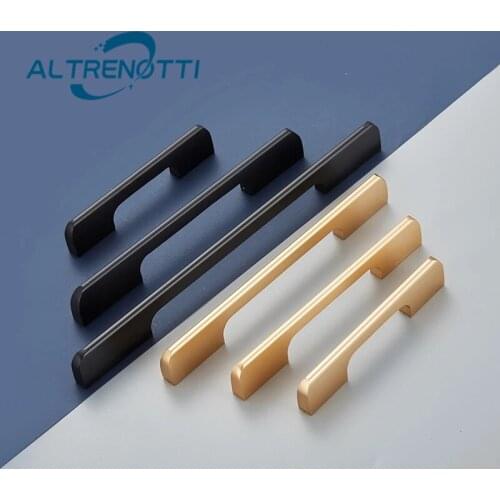 Wardrobe Handle Long Size For House Hotel Drawer Kitchen Cupboard Cabinet Knob Modern Silver Black Metal Furniture Door Pull