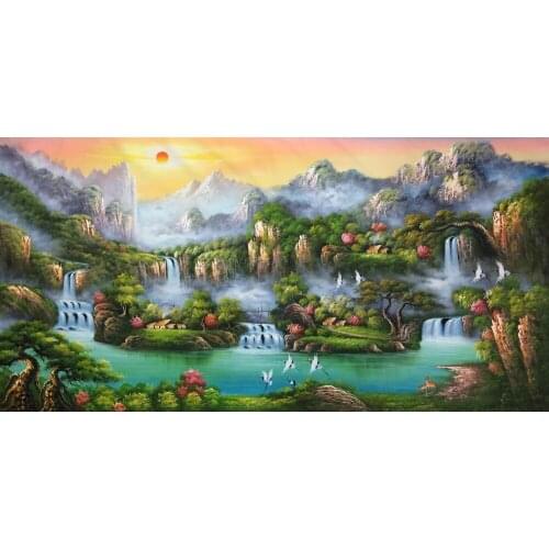 Hand Painted Modern Oil Painting on Canvas Chinese-style landscape painting Canvas Painting Wall Art Picture for Home Decoration