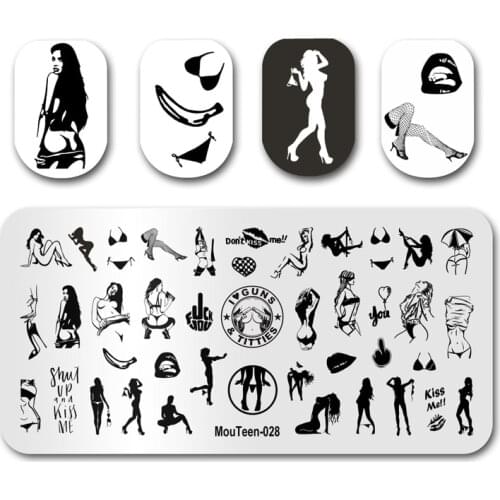 Hot Selling Nail Stamp MouTeen028 Sex Girl Bra Lip Nail Stamping Plates Manicure Set For Nail Art Stamp