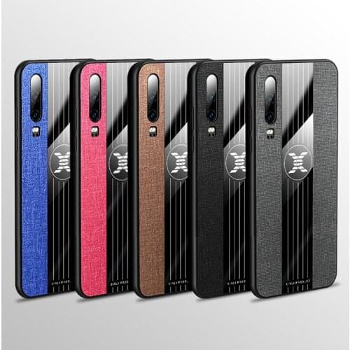 Vintage Luxury Cloth Cases for Huawei P30 Pro Lite HuaweiP30 P30Pro P30Lite Soft TPU with Magnetic Finger Ring Stand Back Covers