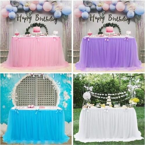 Table Skirt Wedding Party Tulle Table Ware Cloth Birthday Party Halloween Dessert Gauze Table Skirt Home Decoration