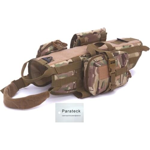 Military Tactical Dog Harness K9 Hunting Working Dog Vest for Medium Large Dogs Chest 51-90cm 3 Detachable Tactical Pouches Bag