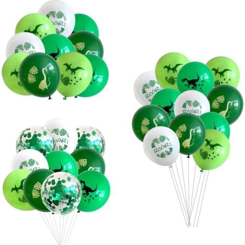 LQDT Green Confetti Dinosaur Balloons Kids Birthday Party Decoration Jungle Dinosaur Latex Balloon Baby Shower Cartoon Ballons