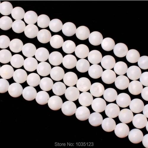 High Quality 5mm Smooth Natural White Shell Round Shape DIY Gems Loose Beads Strand 15" Jewellery Creative Making w3367