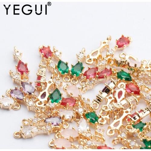 YEGUI M766,jewelry accessories,18k gold plated,0.3 microns,zircon pendants,jump ring,diy earrings,jewelry making,10pcs/lot