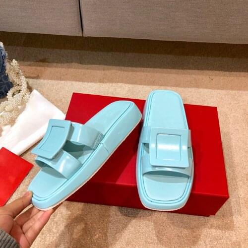 2021Newest Summer Shoes Woman Outdoor Slippers Leisure Genuine Leather Woman Slippers Open-Toes Height Increasing Woman Slippers