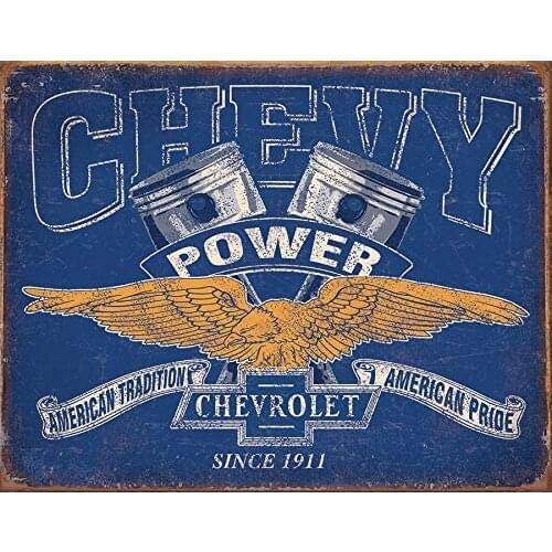 AIDANDAN Bar Rules Tin Sign Desperate Enterprises Chevy Power Restricted Old Design Tin Signs Vintage Metal Tin Signs 20 X 30 cm