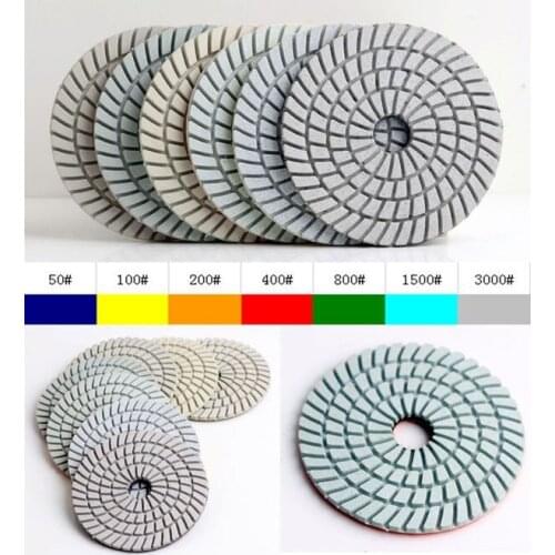 10pcs/lot by grit 4 inch wet polishing pads 100mm diamond granite polishing pads for wet polishing stone or concrete