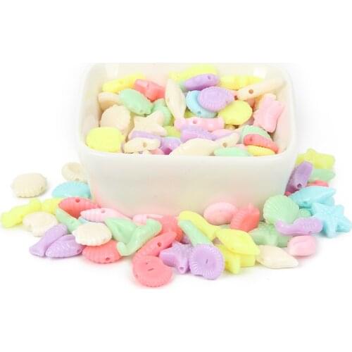 100Pcs Mixed Marine Life Acrylic Beads 10mm For Jewellery Marking Loose Spacer Beads Bracelet Necklace Charm Jewelry Finding