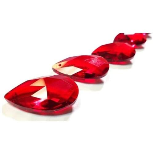 30pc Red Teardrop 38mm Chandelier Crystals Glass Pendant