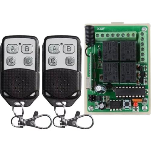 24V 4 Channel RF Wireless Remote Switch Control Light Switch System 4 CH Receiver + 2 Transmitters IN 433.92Mhz