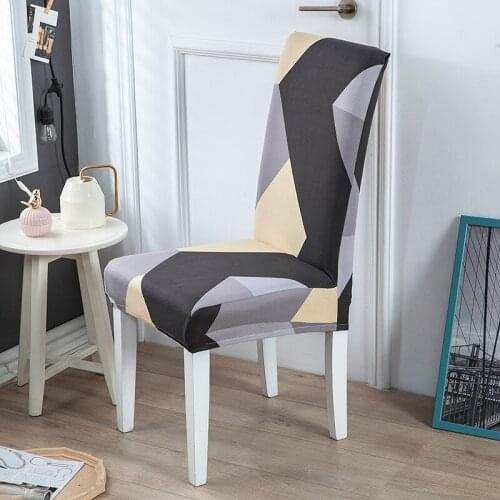 Modern Geometric Design Chair Cover Polyester Spandex Fabric Covers for Dining Room Wedding Home Decor Elasticity Seat Case