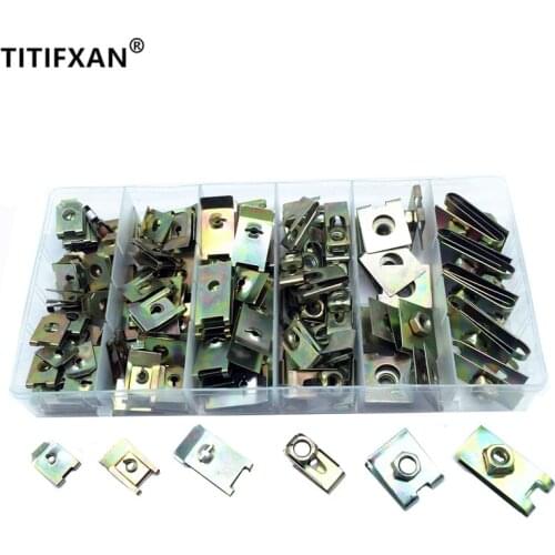 Motorcycle Auto Self-Tapping Screw Metal U Nut Gasket Clip Set With Box For Truck Bumper Fender Chassis Iron U Type Fasteners