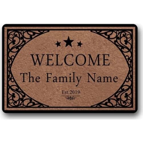 VWelcome Doormat The Family Name or Any Word Personalized Custom Outdoor/Indoor Funny Doormat Floor Door Mat Non Slip Mats Bathr