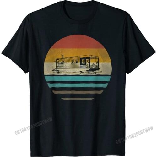 Retro Vintage Houseboat Boating Ship Captain Cute Funny Gift T-Shirt T Shirts Camisa New Coming Cotton Tops Tees Crazy for Men