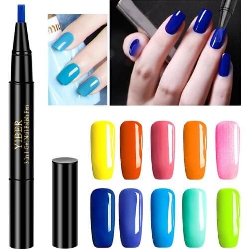 New Convenient nail gel paint one step gel nail pen without top primer 3 in 1 UV gel paint glitter nail polish professional