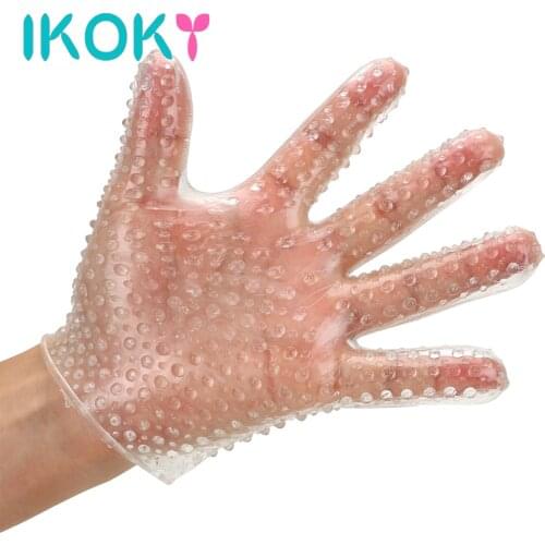 IKOKY Female Masturbation Adult Games Flirting Finger Gloves Sex Toys for women Clitoris Stimulator Finger Sleeve