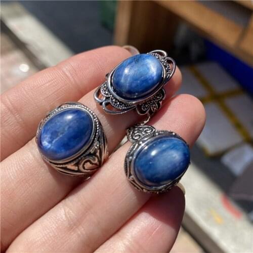 Retro Natural Kyanite Ring Fashion Crystal Quartz For Gift 1pcs