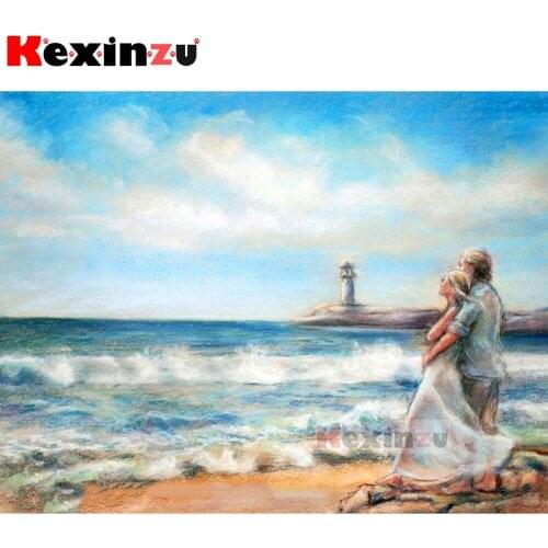 Full Square/Round 5d Diamond Painting-Beach couple-3d Embroidery Cross Stitch Diamond Mosaic Full Picture Rhinestone Decor Y5424