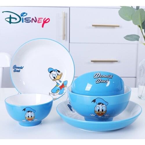 Disney Donald Duck Ceramic Bowl Household Cartoon Rice Bowl Plate Dish Noodle Tableware Creative Saucer Christmas Gift