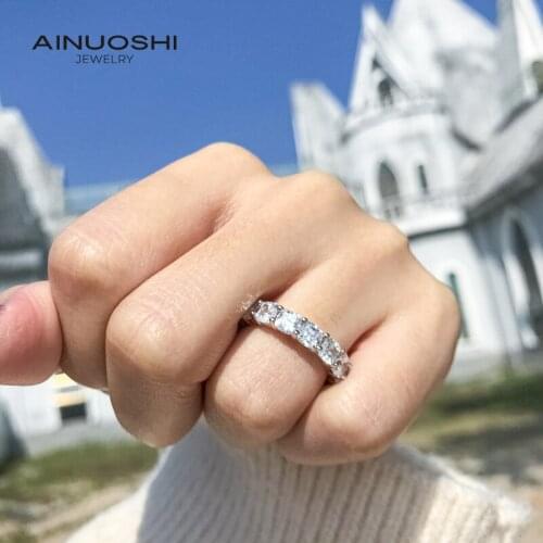 AINUOSHI 925 Sterling Silver Cushion Cut 4x4mm SONA Diamond Engagement Rings For Women Eternal Rings