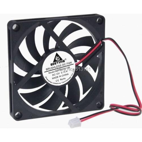 20PCS Gdstime PC Cooler 80mm 8CM 2Pin 12V DC Brushless Computer Case Cooling Fan 80x80x10mm