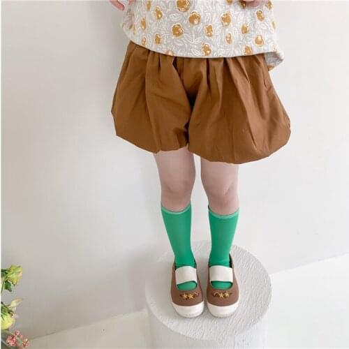 2021 Summer cute girls solid color loose shorts Kids soft all-match casual shorts 2-7Y
