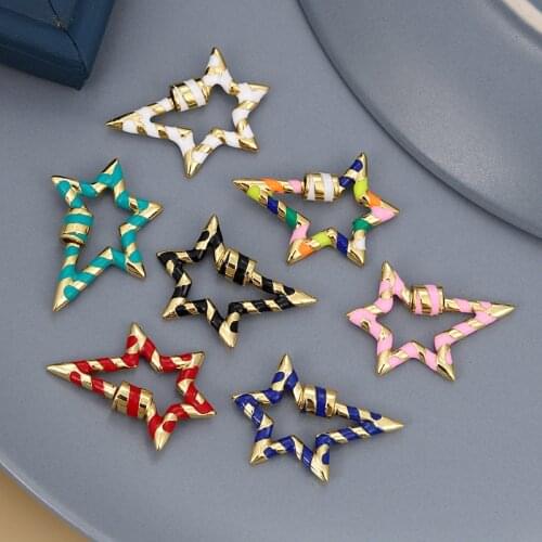 MINHIN DIY Jewelry Making Accessories Star Shaped Fastener Screw Clasp Link Chain Lock Hook Spiral Clasps Fit Necklace Bracelet