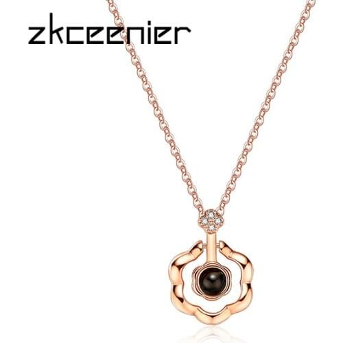 Fashion Woman Valentines Day Jewelry 100 Languages I Love You Projection Pendant Necklace Romantic Love Memory Wedding Necklace