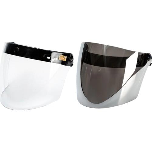 Motorcycle Standard 3 Snap-Button Visor Flip Up Down Open Face Helmet Windshield