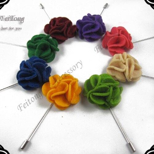 Felt flowers men stick pin lapel pin brooch pins 20pcs/lot 19color for your choice Free shipping