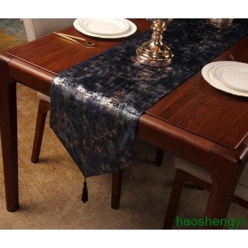 American coffee table cotton and linen table cloth, Nordic light luxury bronzing table runner