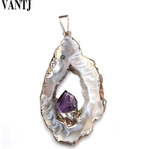 Real natural rough amethyst pendants citrine gemstone raw fine jewelry best nice gift for women wife lady random delivery