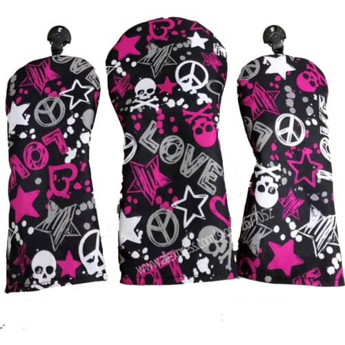 New Golf headcover high quality PU Skull Wood head cover 1 3.5 Clubs head cover Free shipping