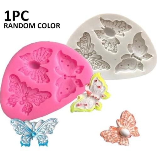 Practical New 3 Butterflies Silicone Mold DIY Fondant Cake Decor Mold Soft Clay Modeling Home Kitchen Baking Tools