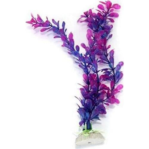 Plastic Artificial Plant Grass Ceramic Base Aquarium Fish Tank Ornaments Decors Fish Aquatical Pet Supplies Accessories