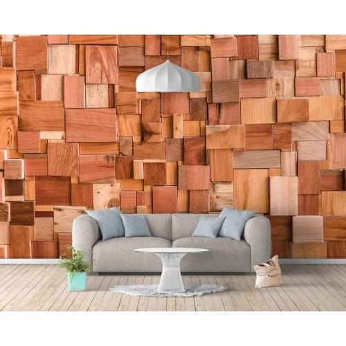 Custom wallpaper 3D wooden block geometric figure background wall