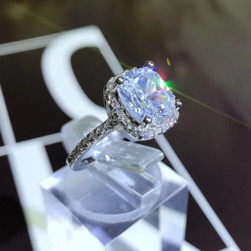 Rare 2.0ct Square Breeding AAAAA Cubic Zirconia Wedding Engagement Rings for Women Silver Jewelry Brand Bridal