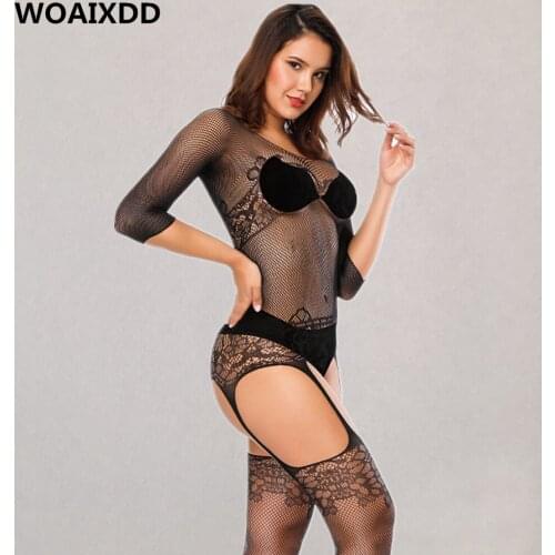 Sexy Open Crotch Full Body Stockings Erotic Transparent Pantyhose Porn Lingerie With Long Sleeve Underwear Fishnet Stockings