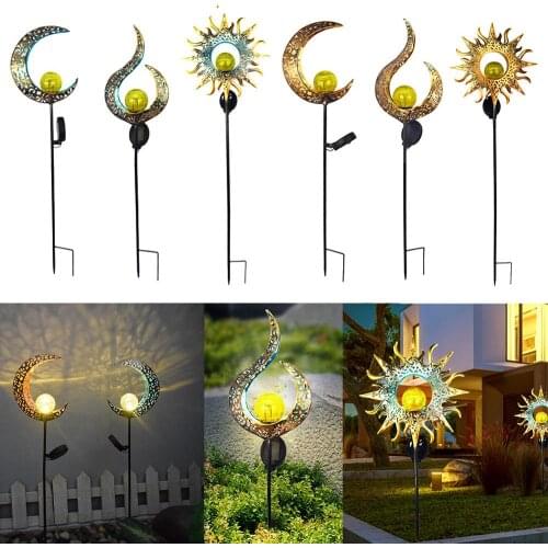 Solar LED Flame Light Waterproof Retro Iron Garden Lawn Lamp Outdoor Garden Landscape Decor Lighting Sun Moon Flame Dropshipping