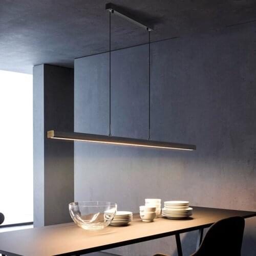 Modern Minimalist Long Strip Pendant Lamp Dining Living Room Decor Restaurant Bar Cafe Led Hanging Light Fixture Indoor Lighting