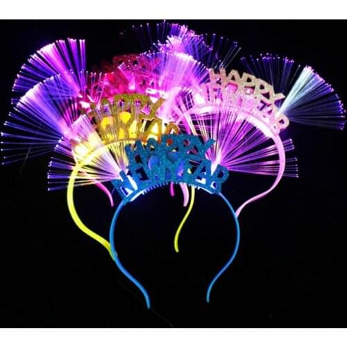 Led Party Halloween HAPPY NEW YEAR LED Flashing Glow Headband Women Girls Crown Heart Light Up Hairbands Hair Accessories