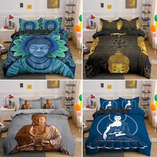 Smile Buddha Bedding Set Single King Queen Boho Duvet Cover 2/3pcs Bedclothes Bed Sets Quilt Covers With Pillowcase