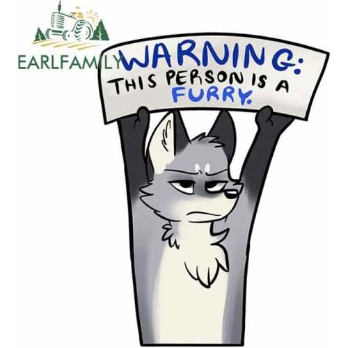 EARLFAMILY 13cm x 9.6cm for Warning Furry Wolf Artworktee Fine Decal Personality Waterproof Car Stickers for RV Vinyl Car Wrap