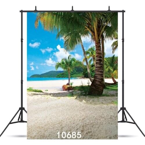 Beach Palm Tree Blue Sky Photographic Background For Wedding Children Baby Shower New Born Vinyl Cloth Backdrop Photo Studio