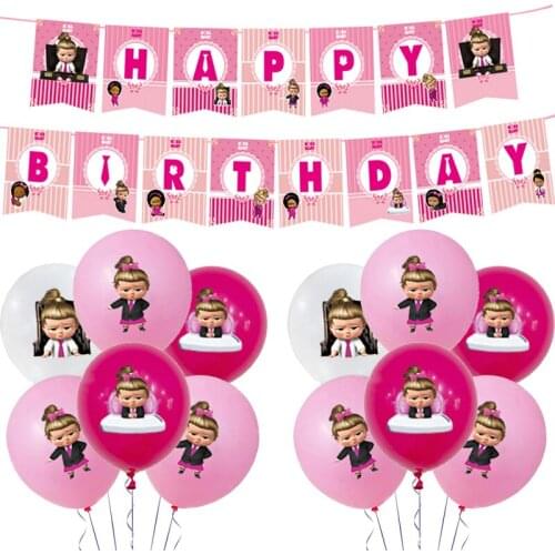 Boss Baby Girl Balloons Cartoon Pink Rose Princess Latex Ballons Baby Shower Happy Birthday Banner Party Decorations Globos Toys